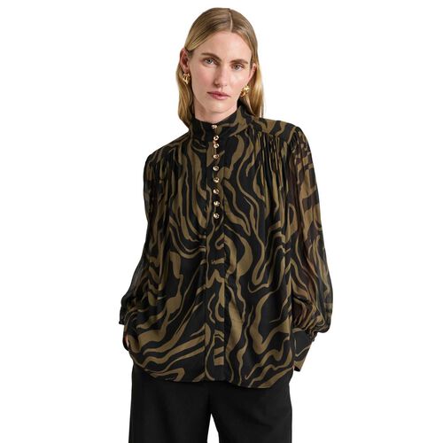 Veronika Maine Abstract Zebra Georgette Blouse